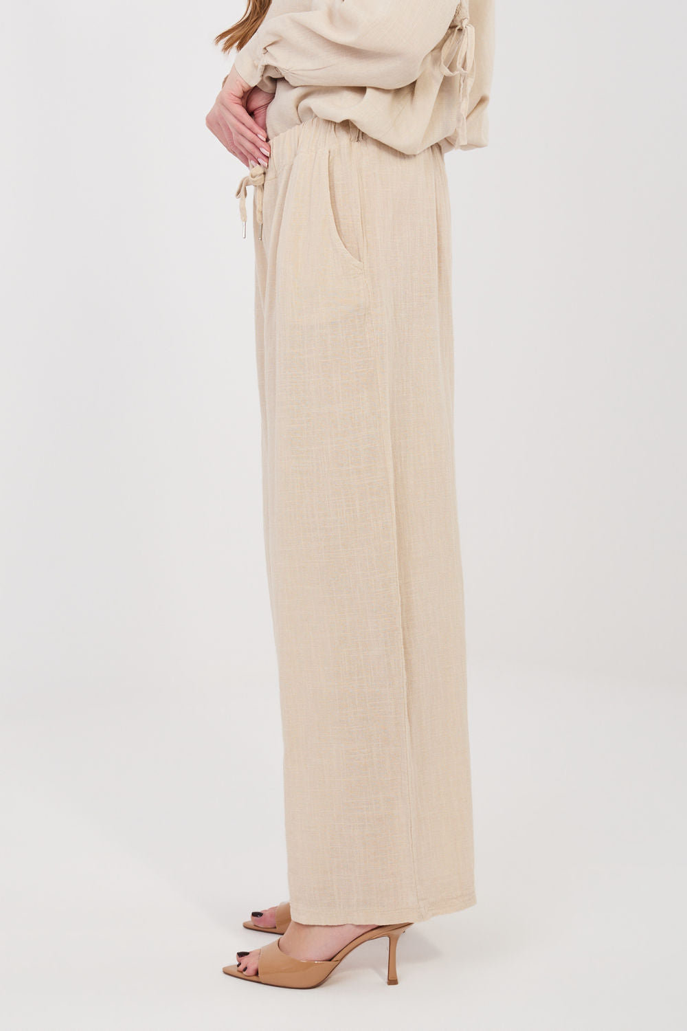 Chaussures à talons femme Italy Moda Pantalon Pantalon — beige