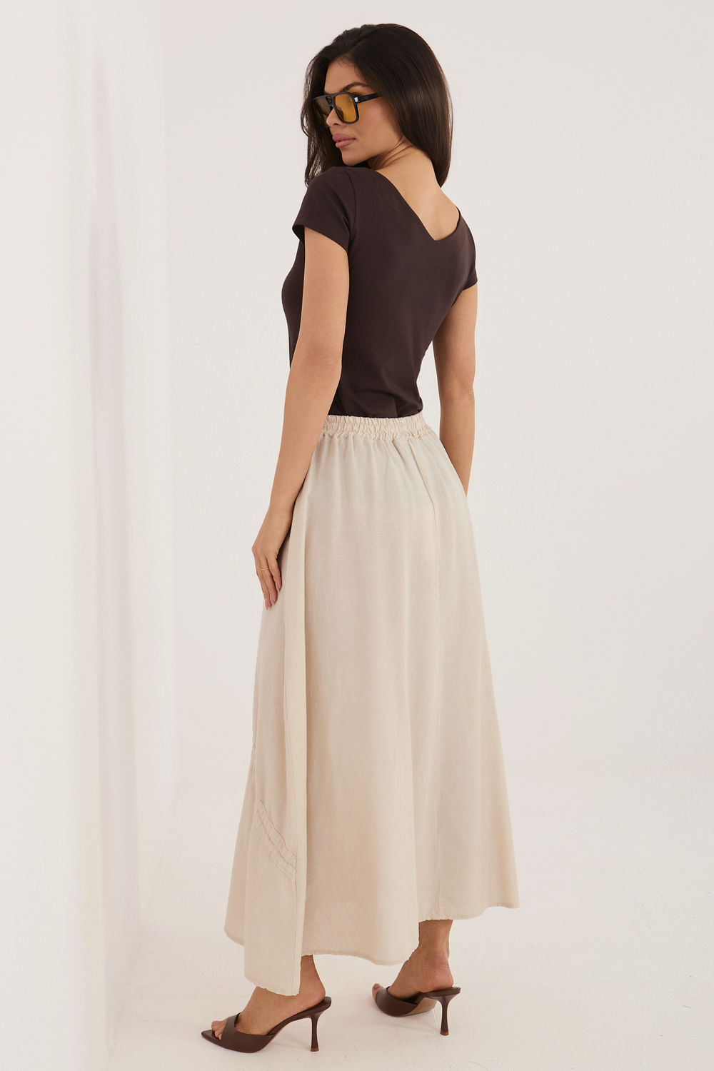Jupe femme Italy Moda Longue Longue — beige