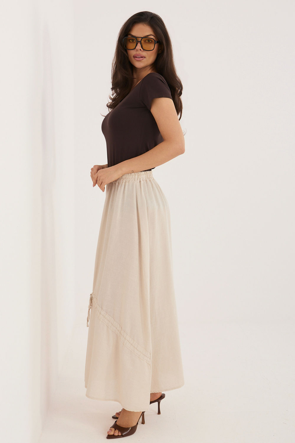 Jupe femme Italy Moda Longue Longue — beige