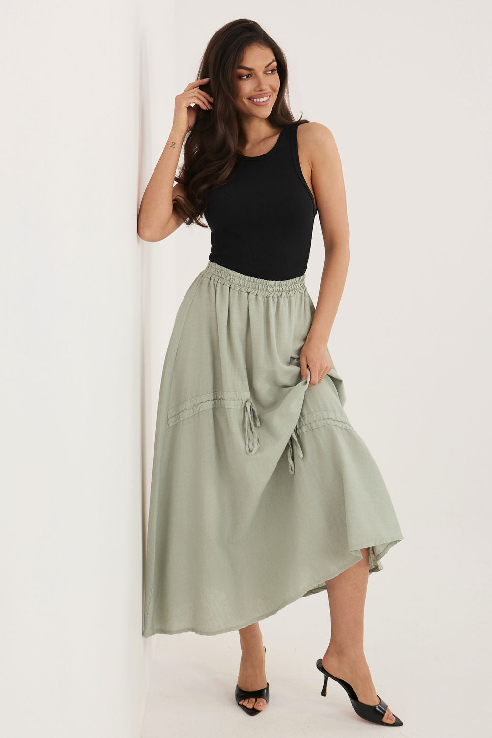 Jupe femme Italy Moda Longue Longue — vert