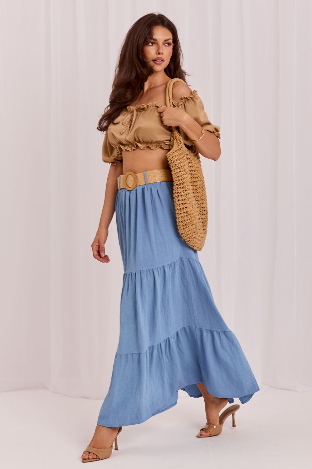 Jupe femme Italy Moda Longue Longue — bleu