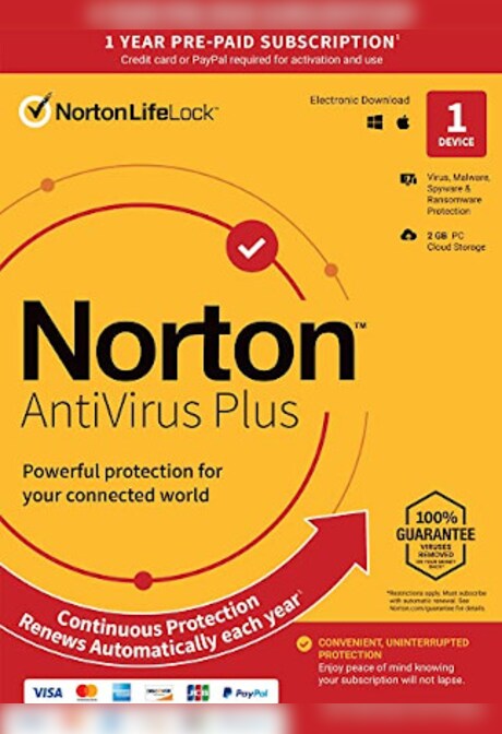 Norton AntiVirus Plus (PC, Mac) 1 Device, 1 Year - NortonLifeLock Key - UNITED STATES