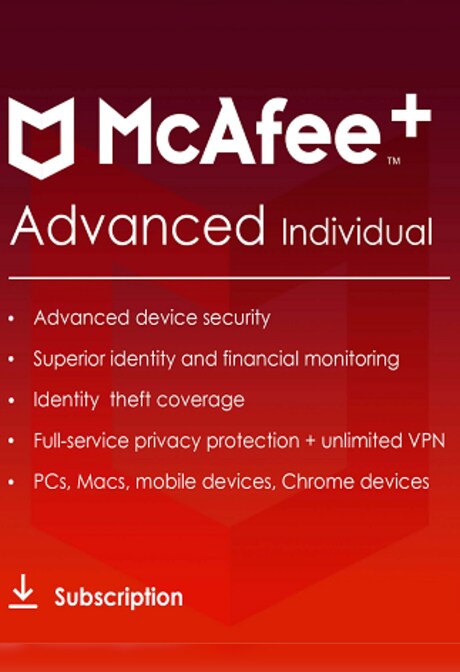 McAfee+ | Advanced (PC, Android, IOS) (Individual, 1 Year) - McAfee Key - GLOBAL