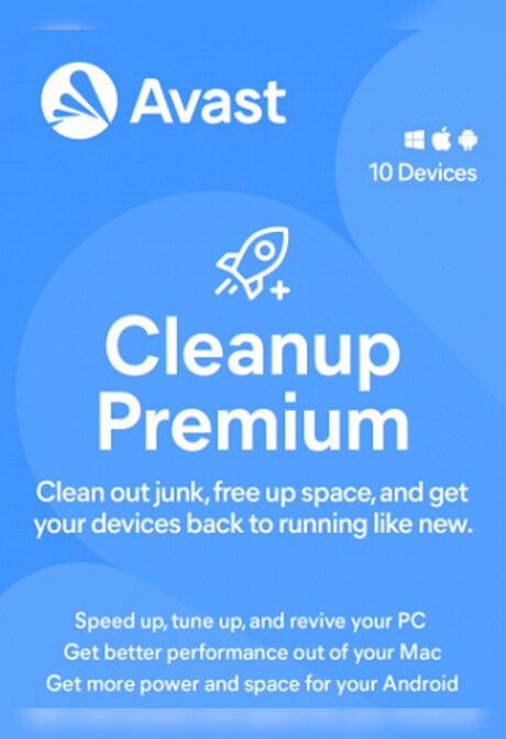 Avast Cleanup Premium (PC, Android, Mac) 10 Devices, 1 Year - Avast Key - GLOBAL