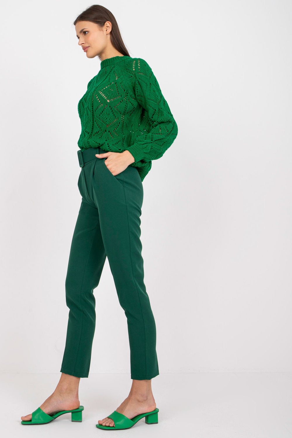 Chaussures à talons femme Italy Moda Pantalon Pantalon — vert