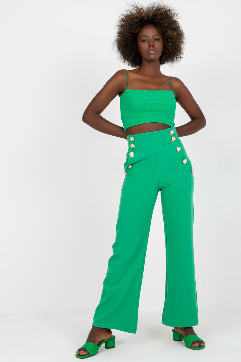 Chaussures à talons femme Italy Moda Pantalon Pantalon — vert