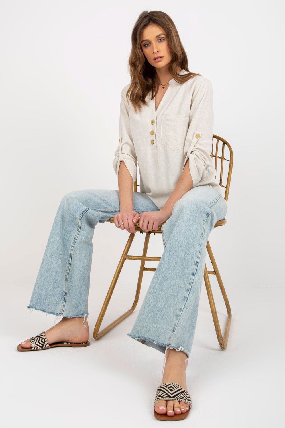 Blouse femme Rue Paris Chemisier Chemisier — beige