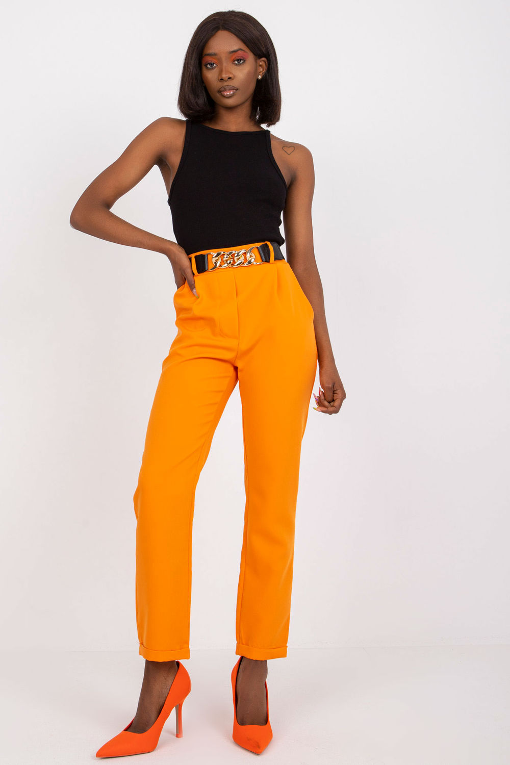 Chaussures à talons femme Italy Moda Pantalon Pantalon — orange