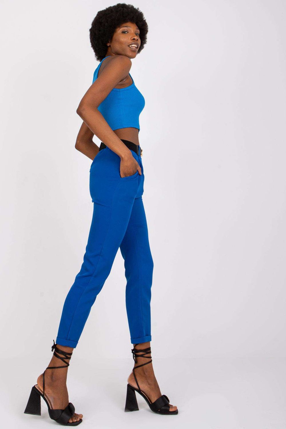 Chaussures à talons femme Italy Moda Pantalon Pantalon — bleu
