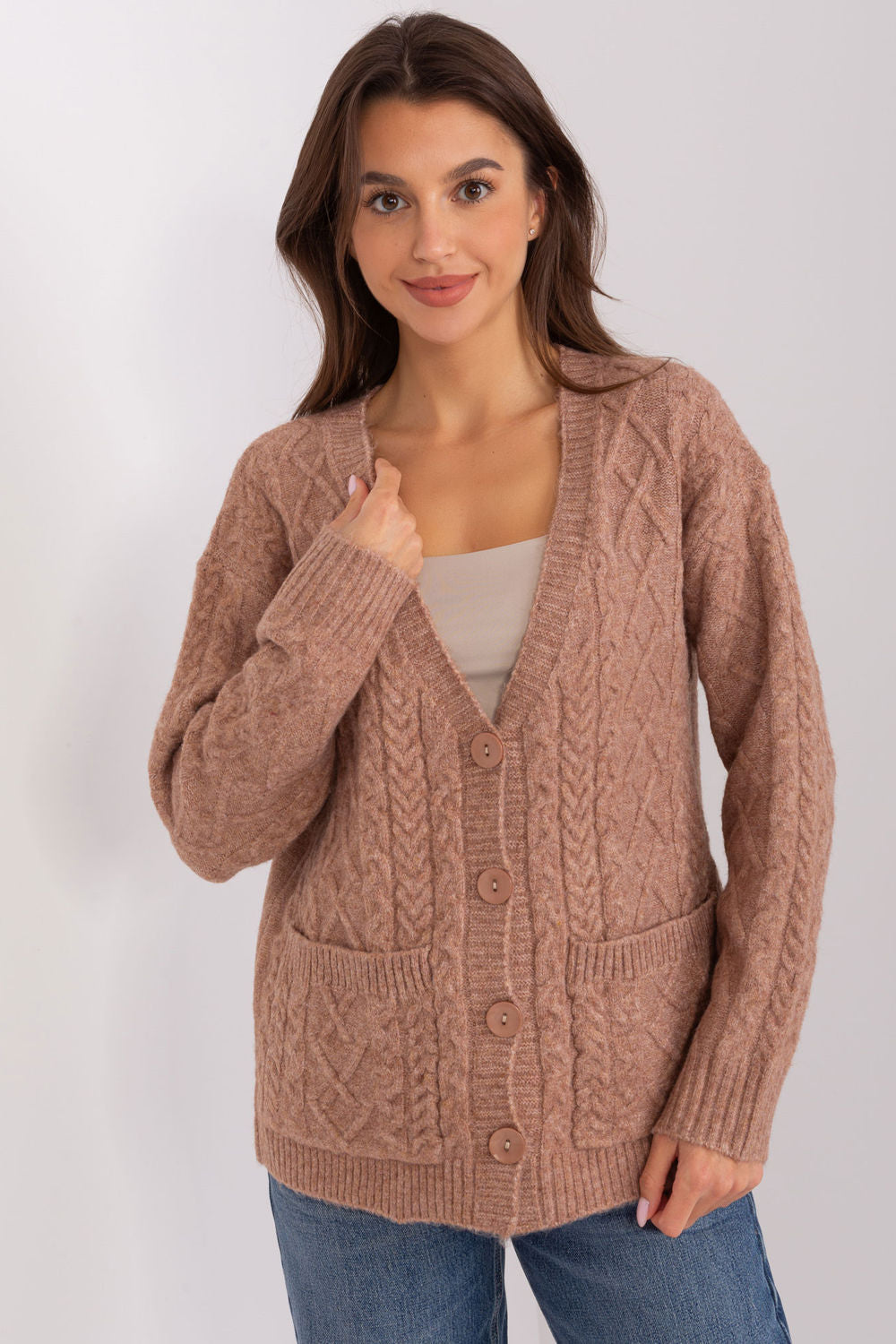 Cardigan femme AT — brun