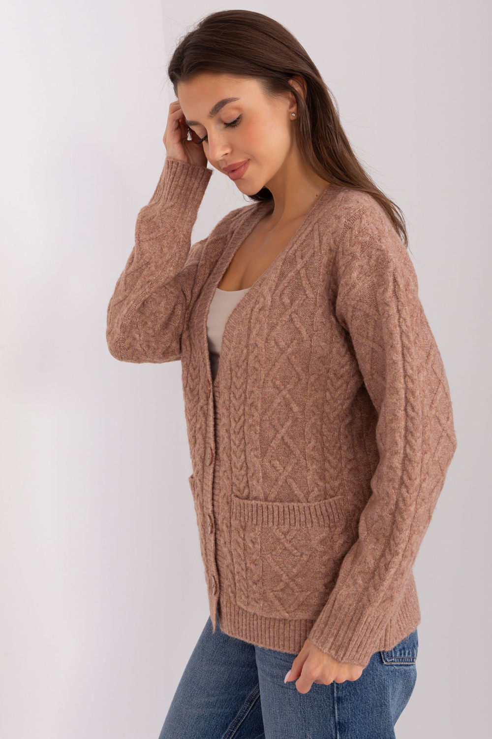 Cardigan femme AT — brun