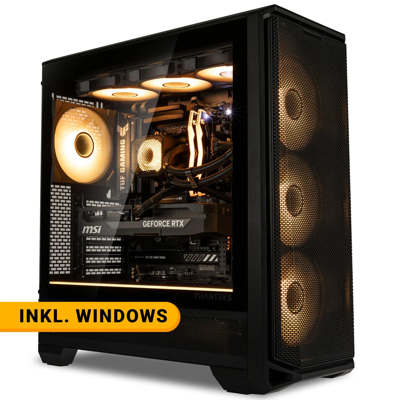 KingForge Gaming-PC Platin, AMD Ryzen 7 7800X3D, RTX 5070 Ti, Phanteks Eclipse G400A – Fertig-PC avec Windows - King Mod Systems - vue 2