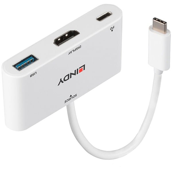 Lindy USB 3.2 Gen 1 Multiport-Hub, USB-C Stecker > USB-A + USB-C Buchse + HDMI-Buchse, USB-Hub - Lindy - vue 4