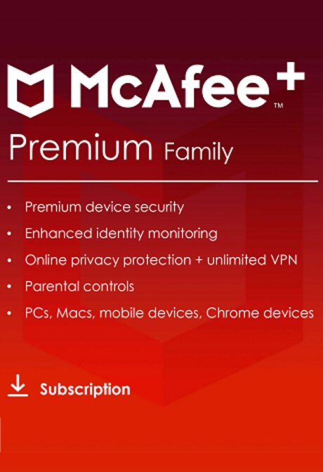 McAfee+ | Premium (PC, Android, IOS) (Family, 1 Year) - McAfee Key - GLOBAL