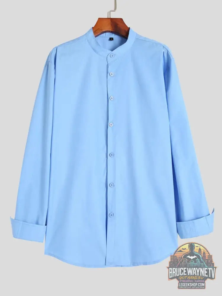 Chemise Homme Col Montant Ajustée Style Jeune - Chemise Homme