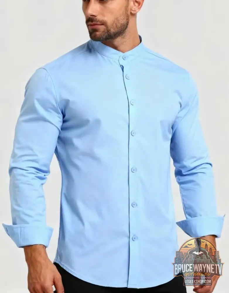 Chemise Homme Col Montant Ajustée Style Jeune - Chemise Homme