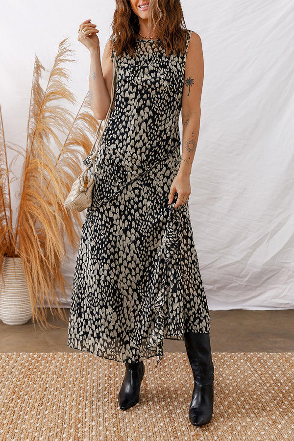 Robe longue femme sans manches, maxi — noir
