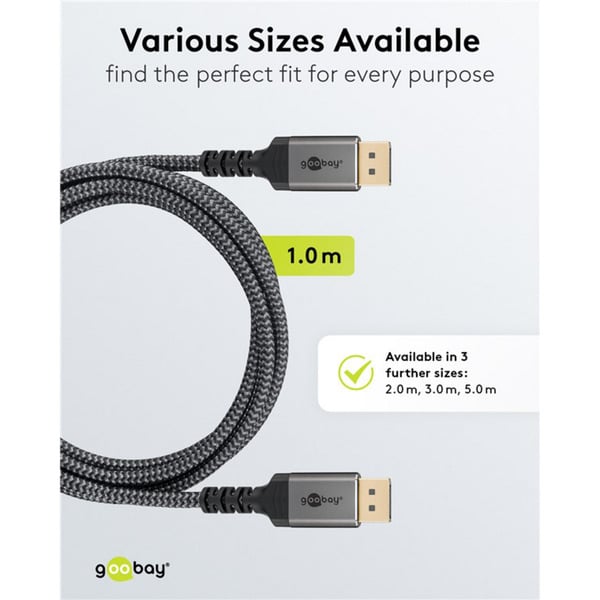 goobay Plus DisplayPort 2.0/2.1 câble, 16K @ 60Hz, 80 Gbit/s - goobay - vue 12