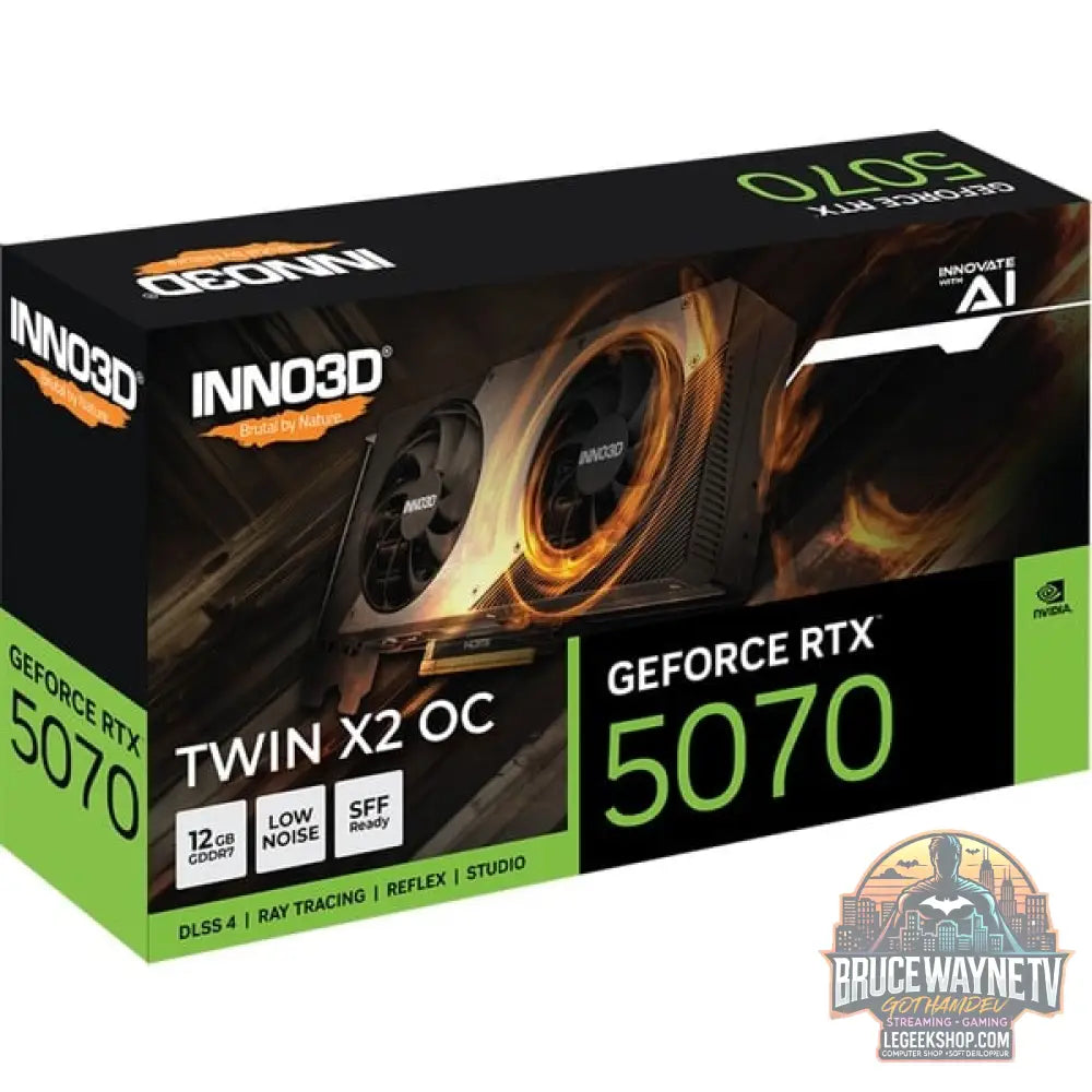 INNO3D GeForce RTX 5070 TWIN X2 OC, Grafikkarte noir, DLSS 4, 3x DisplayPort, 1x HDMI 2.1 - INNO3D - vue 3