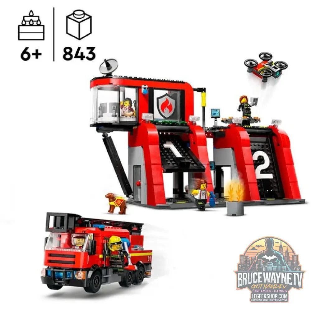 LEGO 60414 City Feuerwehrstation avec Drehleiterfahrzeug, jeu de construction - LEGO - vue 6