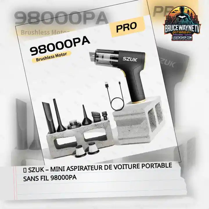 🧹 SZUK – Mini aspirateur de voiture portable sans fil 98000PA by@Outfy