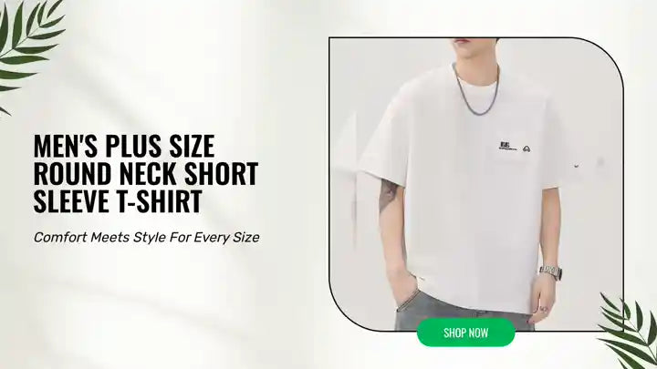 Men's Plus Size Round Neck Short Sleeve T-Shirt by@Outfy