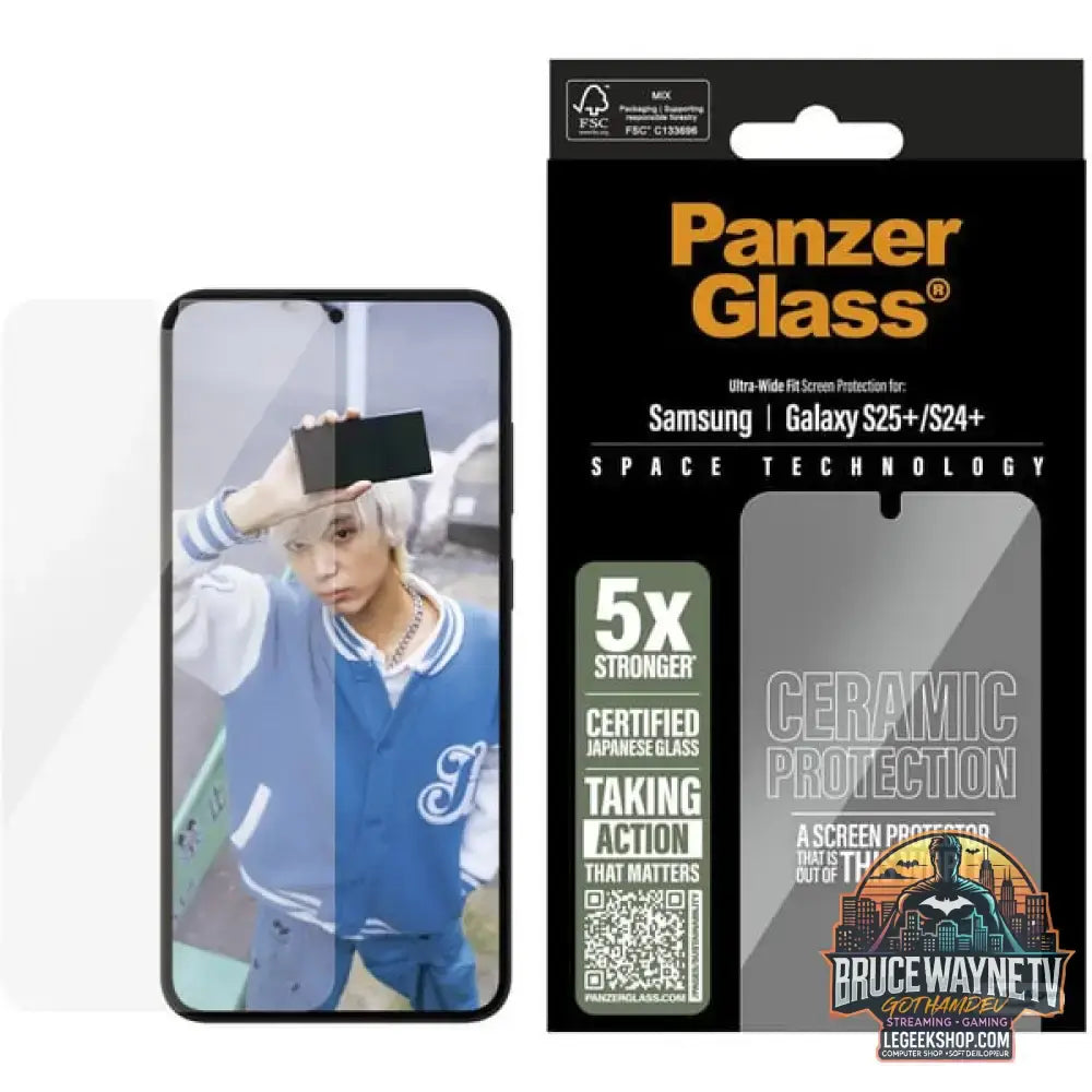 PanzerGlass Ceramic Displayschutz Ultra-Wide Fit, Schutzfolie transparent, Samsung Galaxy S25+ / S24+, EasyAligner - Beschaffenheit: Glänzend - vue 4