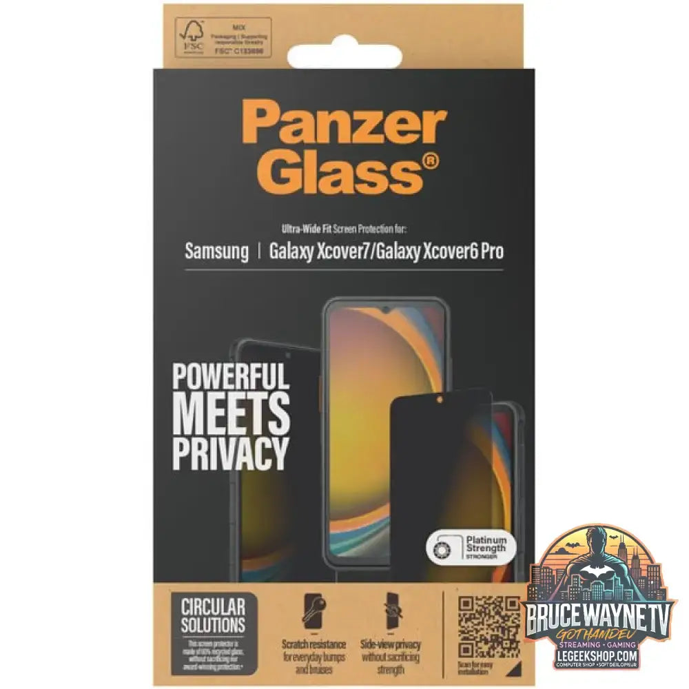 PanzerGlass Privacy Displayschutz Ultra-Wide Fit, Schutzfolie transparent, Samsung Galaxy Xcover7 / Xcover6 Pro - PanzerGlass