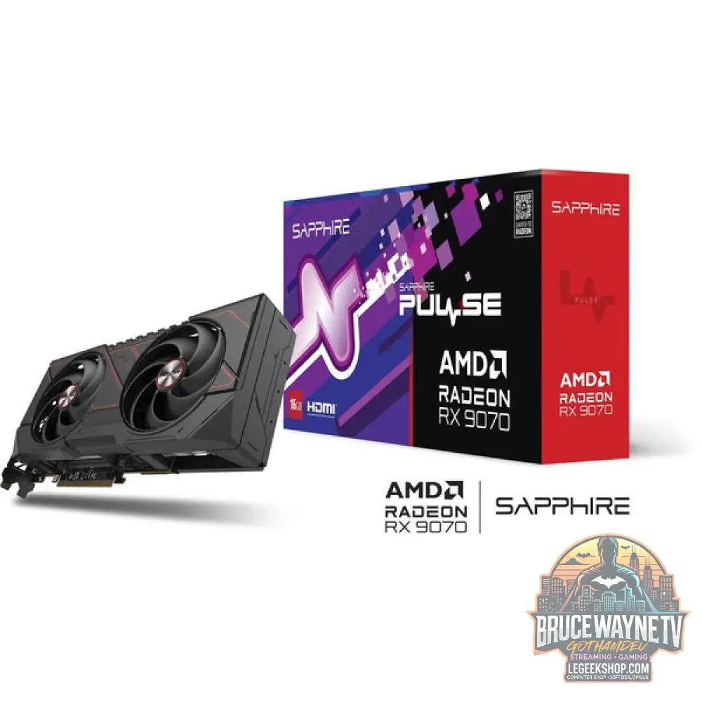 SAPPHIRE Radeon RX 9070 Pulse, carte graphique noir, RDNA4, GDDR6, 2x DisplayPort, 2x HDMI - SAPPHIRE - vue 7