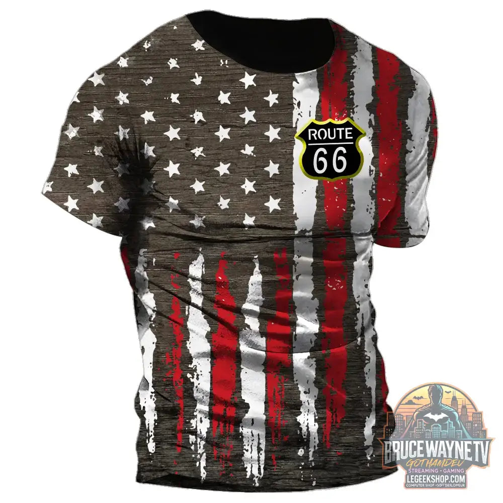 US Route 66 imprimé nouveau T-Shirt Vintage pour hommes taille européenne hauts Hip-Hop T-Shirt hommes vêtements