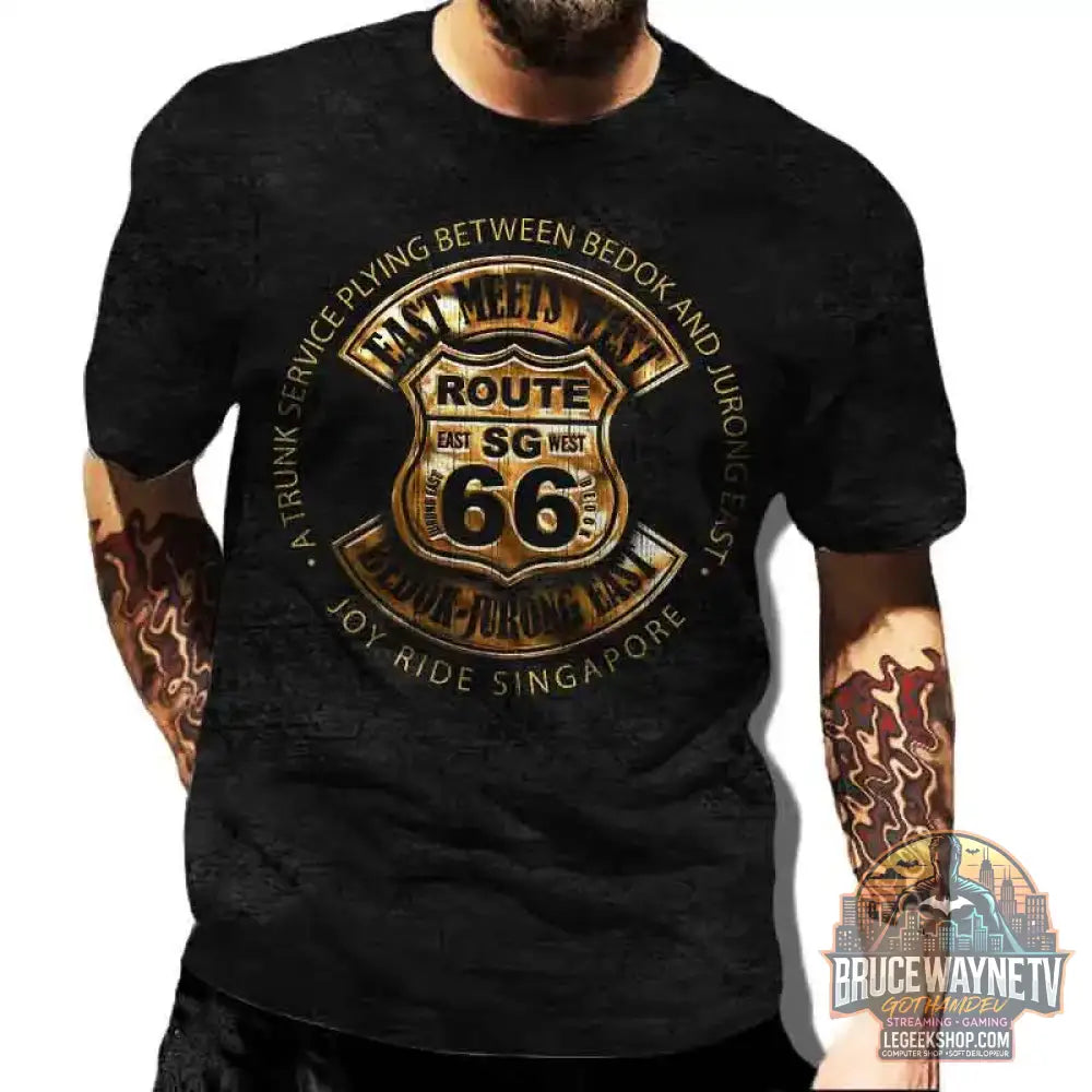 US Route 66 imprimé nouveau T-Shirt Vintage pour hommes taille européenne hauts Hip-Hop T-Shirt hommes vêtements
