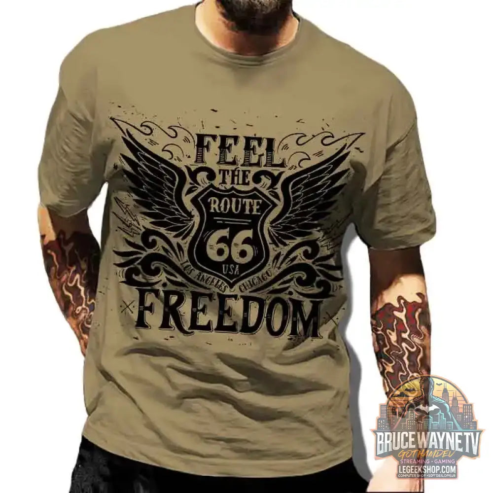 US Route 66 imprimé nouveau T-Shirt Vintage pour hommes taille européenne hauts Hip-Hop T-Shirt hommes vêtements