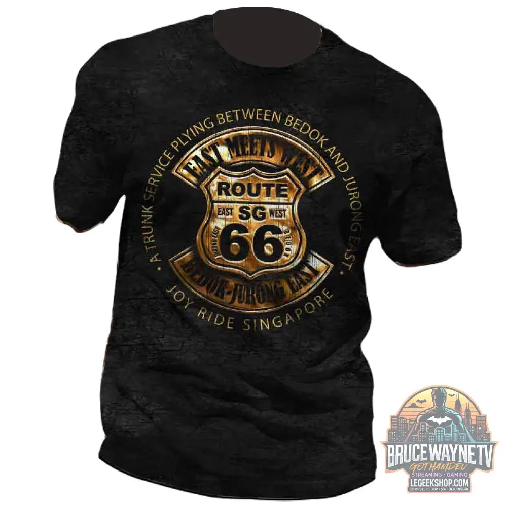 US Route 66 imprimé nouveau T-Shirt Vintage pour hommes taille européenne hauts Hip-Hop T-Shirt hommes vêtements