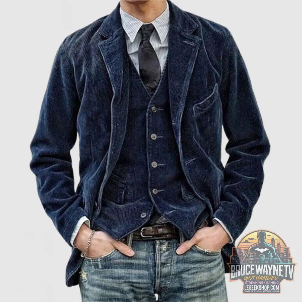 Veste Blazer Homme Velours Côtelé Hiver Casual Chaud Noir Marron Vert Bleu - Veste Homme