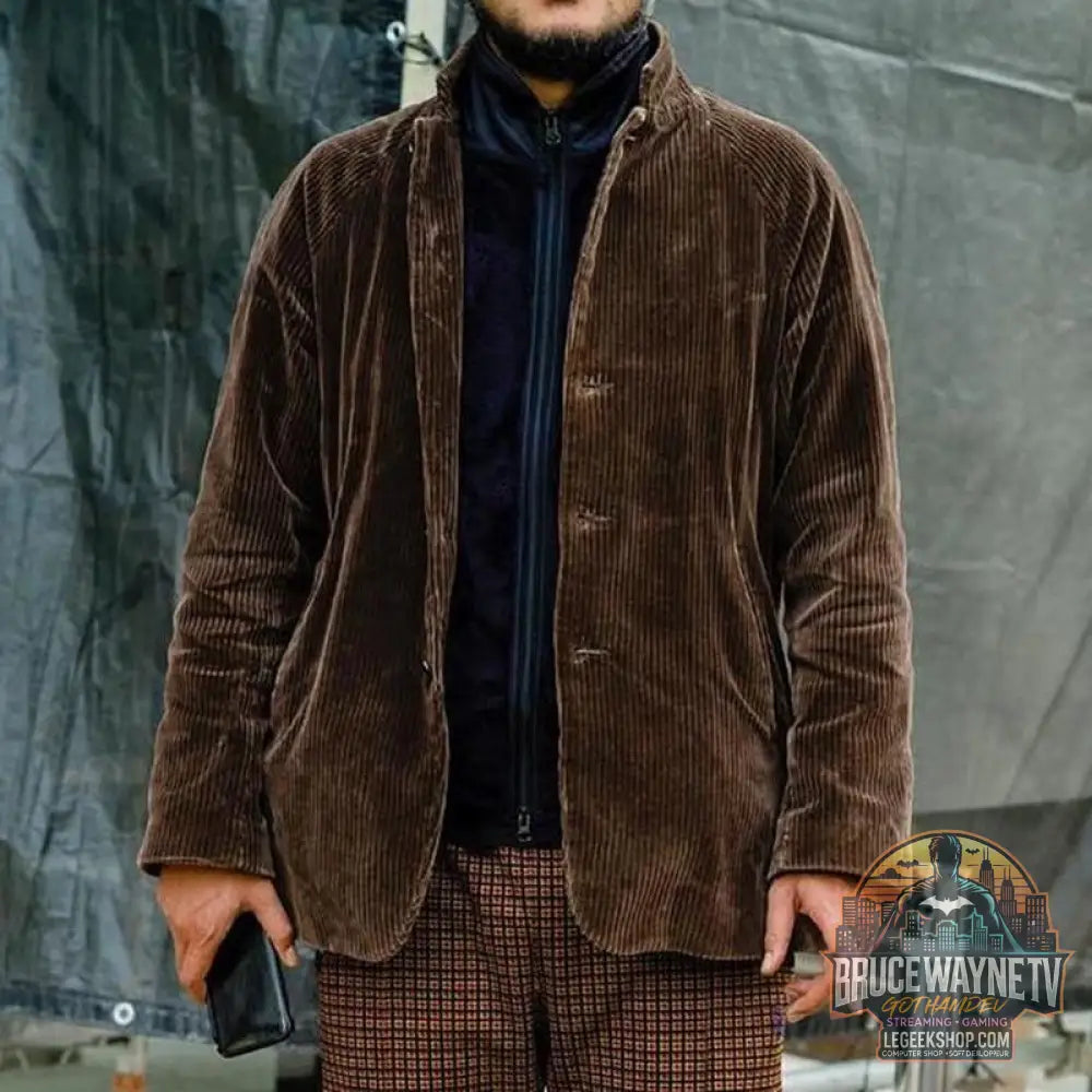 Veste Cardigan Homme Tendance Poches Revers Manches 3/4 Noir Marron - Brown / S - Veste Homme