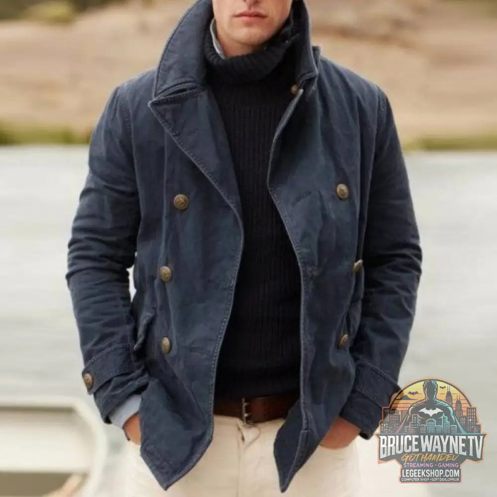 Veste Homme Casual Fashion Doublée Couleur Unie Revers Coupe Loose - Blue / S - Veste Homme