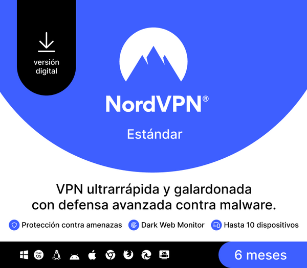 NordVPN Standard ES Key (6 Months / 10 Devices)