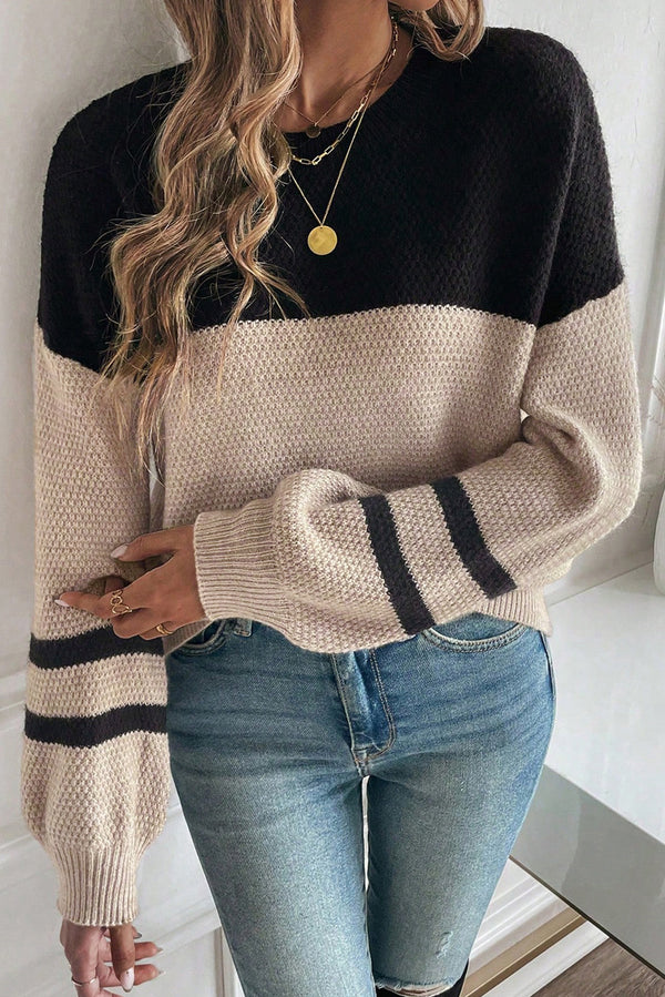 Pull femme rayé, en maille, casual, colorblock