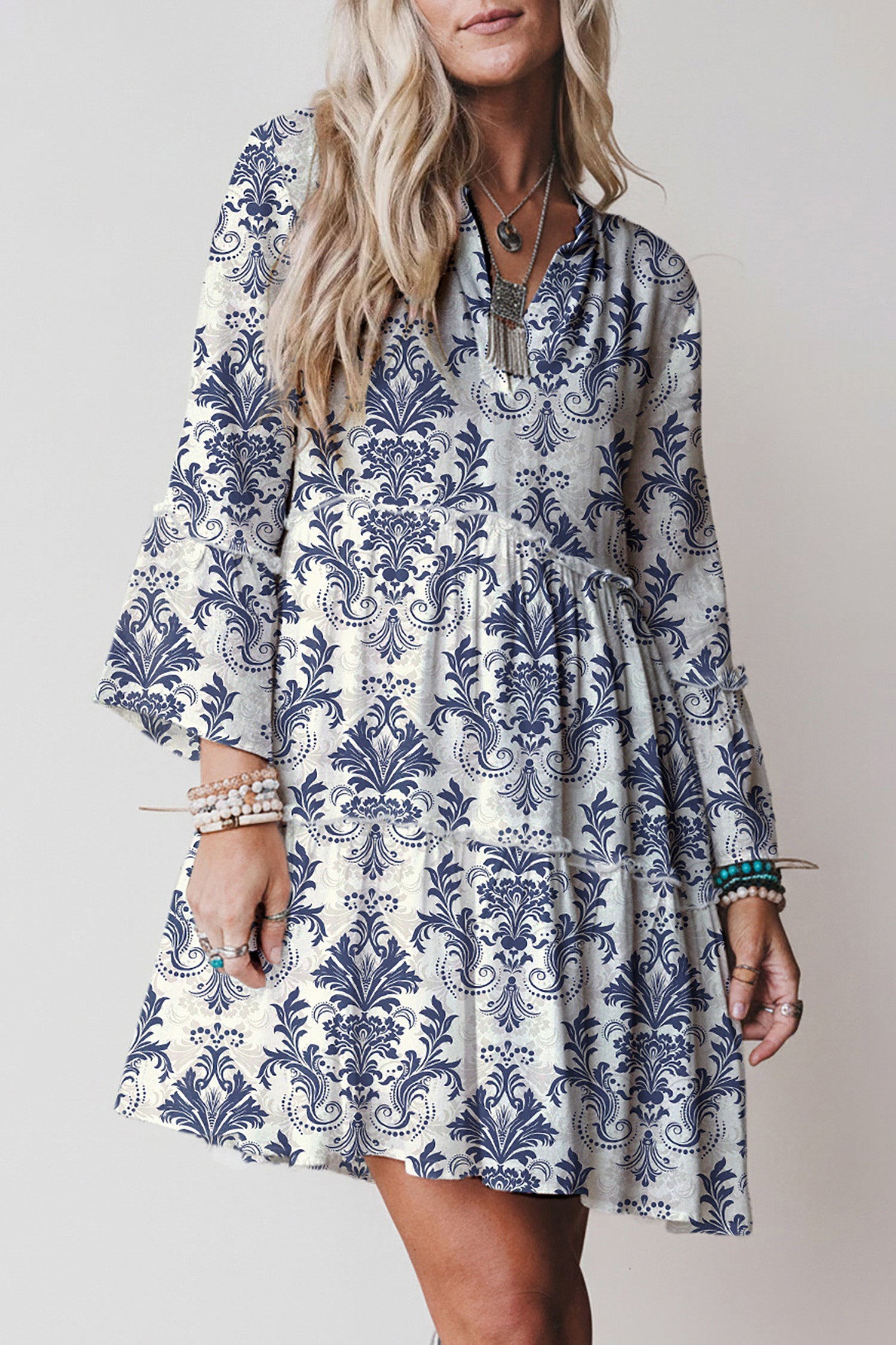 Robe courte femme floral — bleu ciel