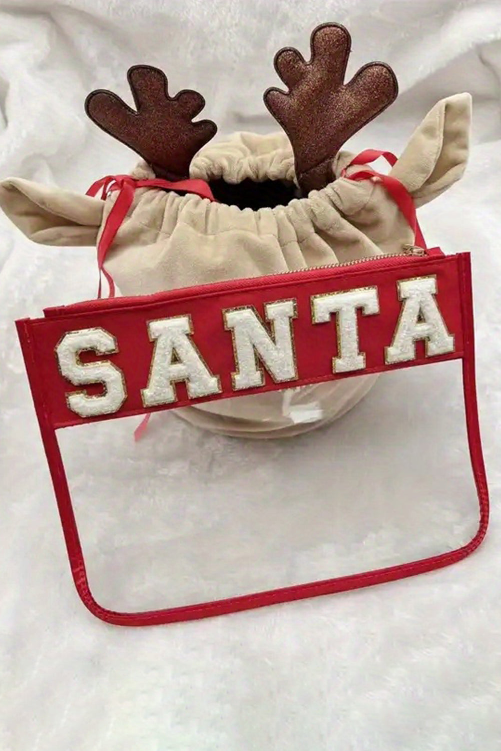 Pièce mode femme Noël, bordure contrastée — rouge