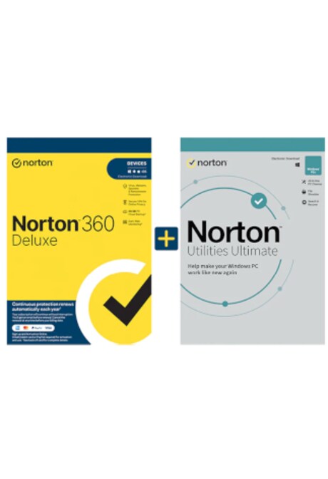 Norton 360 Deluxe & Utilities Ultimate (5 Devices, 1 Year)  - Norton Key - EUROPE