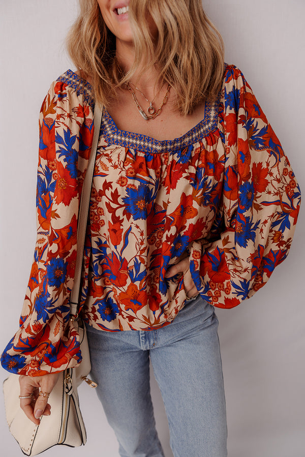 Blouse femme floral, ample — multicolore