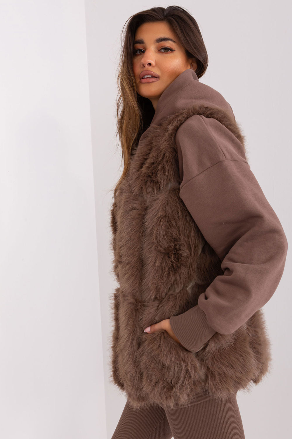 Gilet femme AT — brun