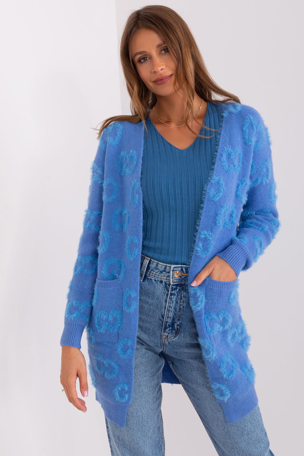 Cardigan femme AT — bleu