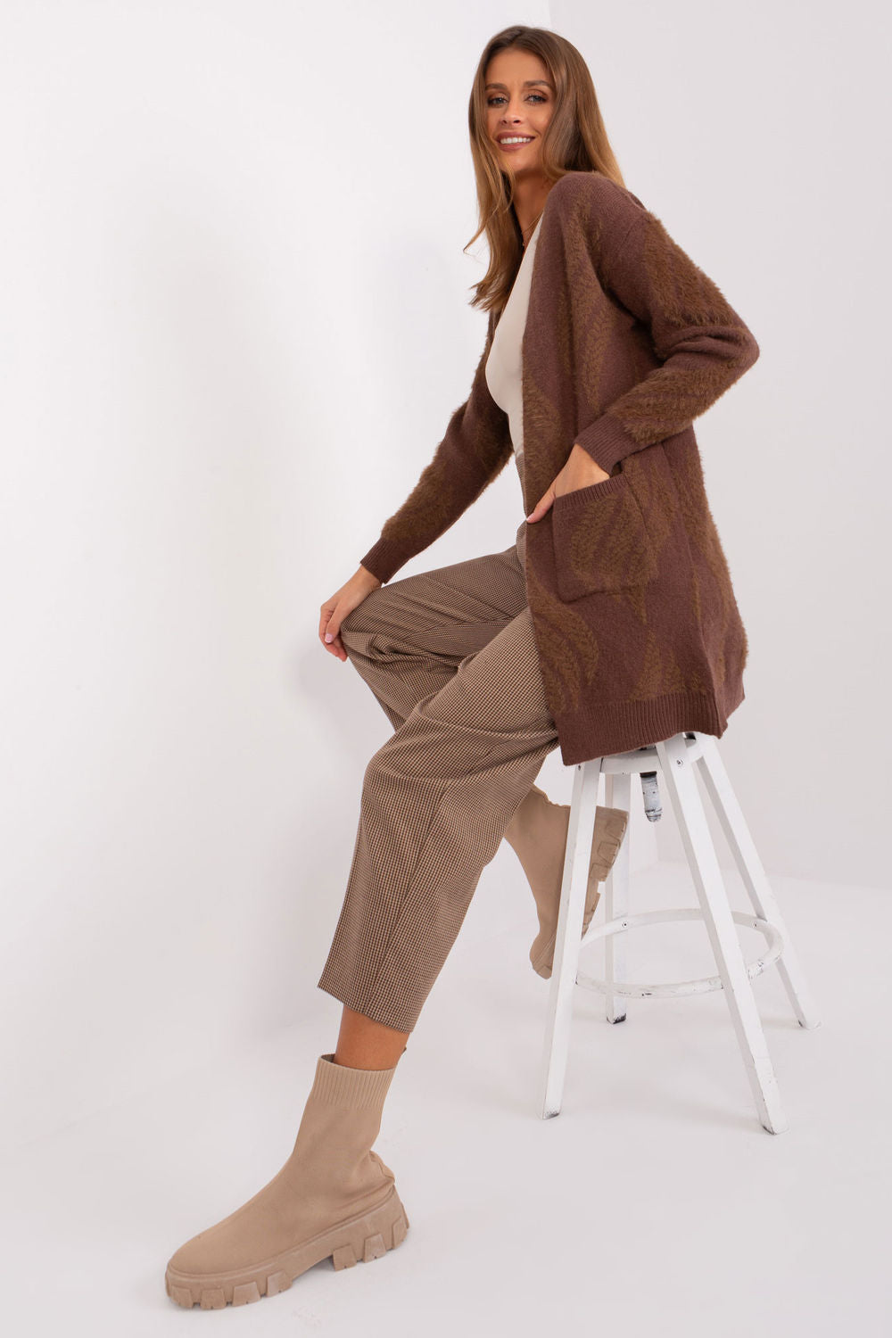 Cardigan femme AT — brun