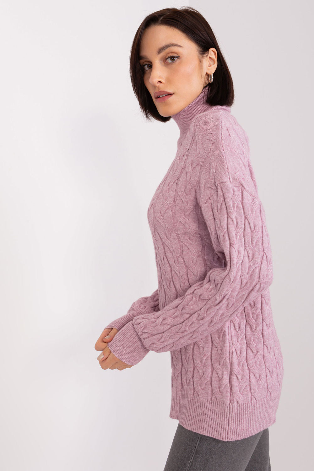 Pull femme AT Col Roulé Col — violet