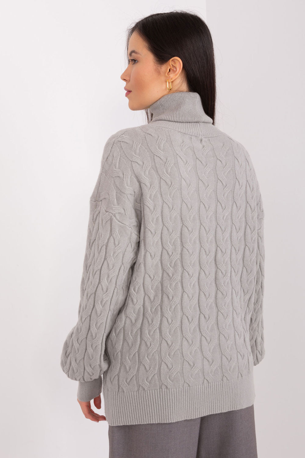 Pull femme AT Col Roulé Col — gris