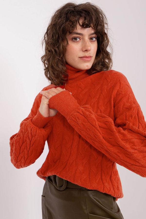 Pull femme AT Col Roulé Col — orange