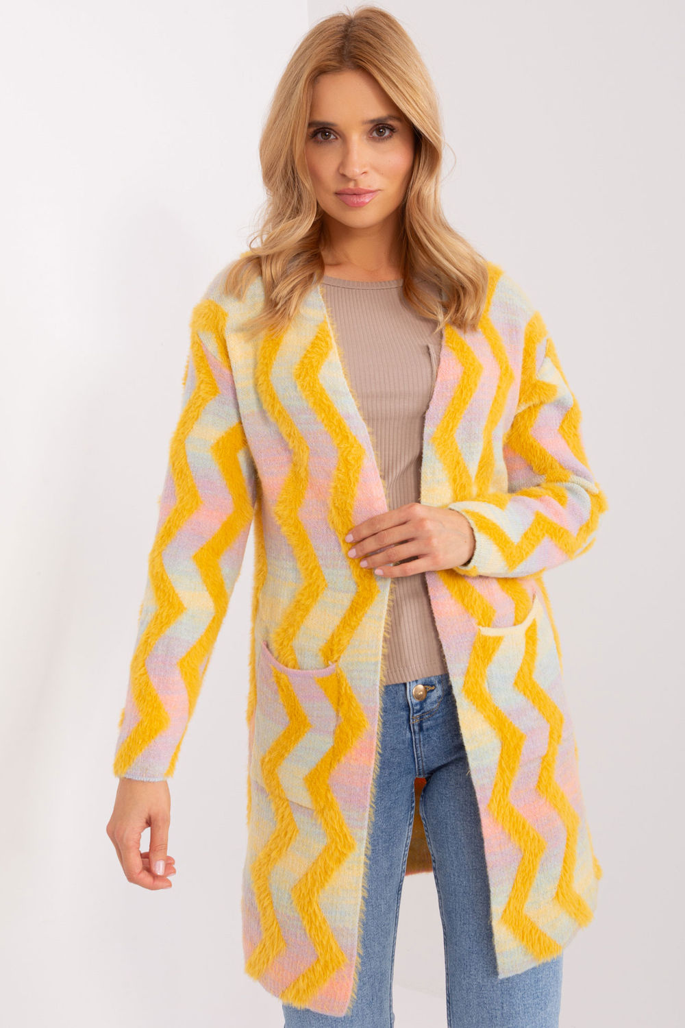 Cardigan femme AT — jaune