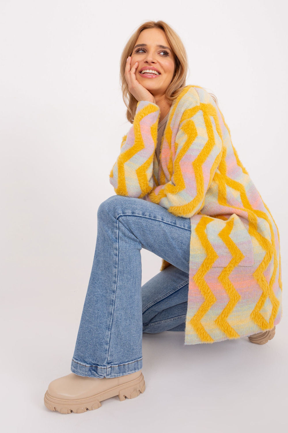 Cardigan femme AT — jaune